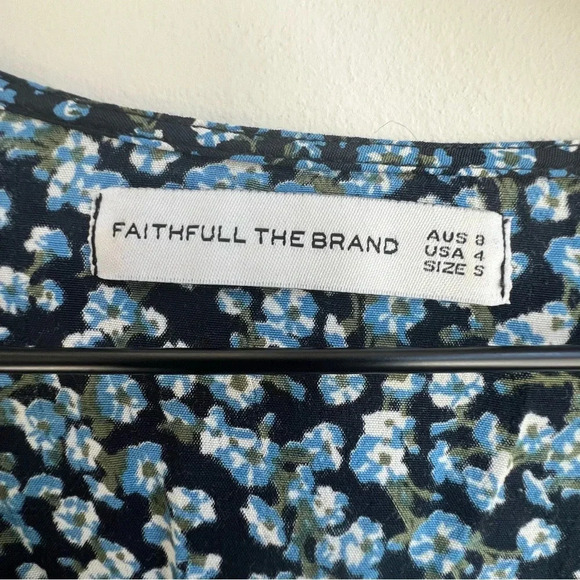 Faithfull the Brand Oslo Ditzy Blossom Village Blue Floral Mini Wrap Dress Us 4 - Picture 8 of 15